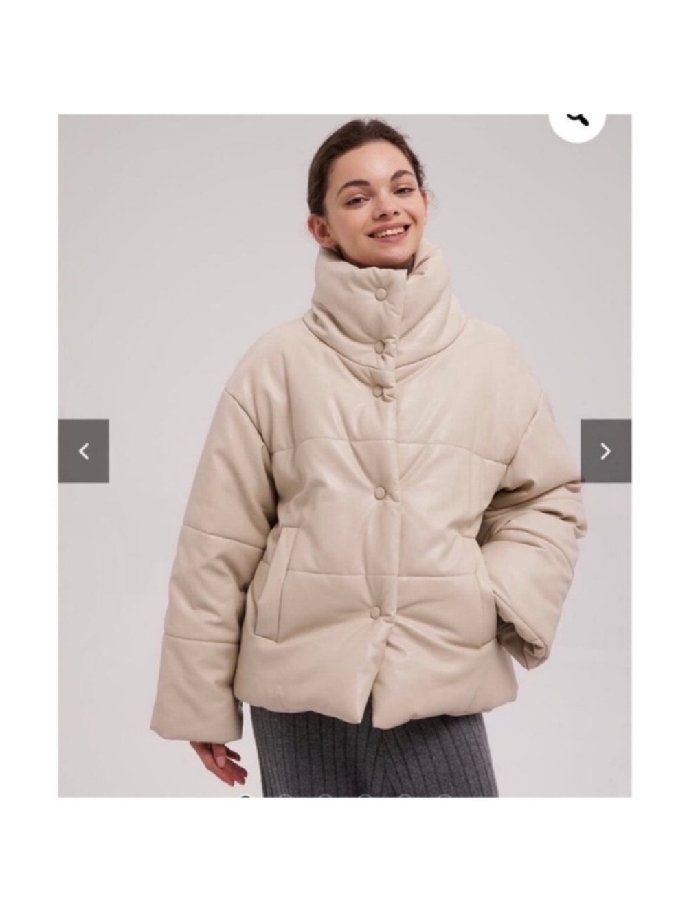 Silk Maison versatile quilted faux leather puffer jacket NWT neutral